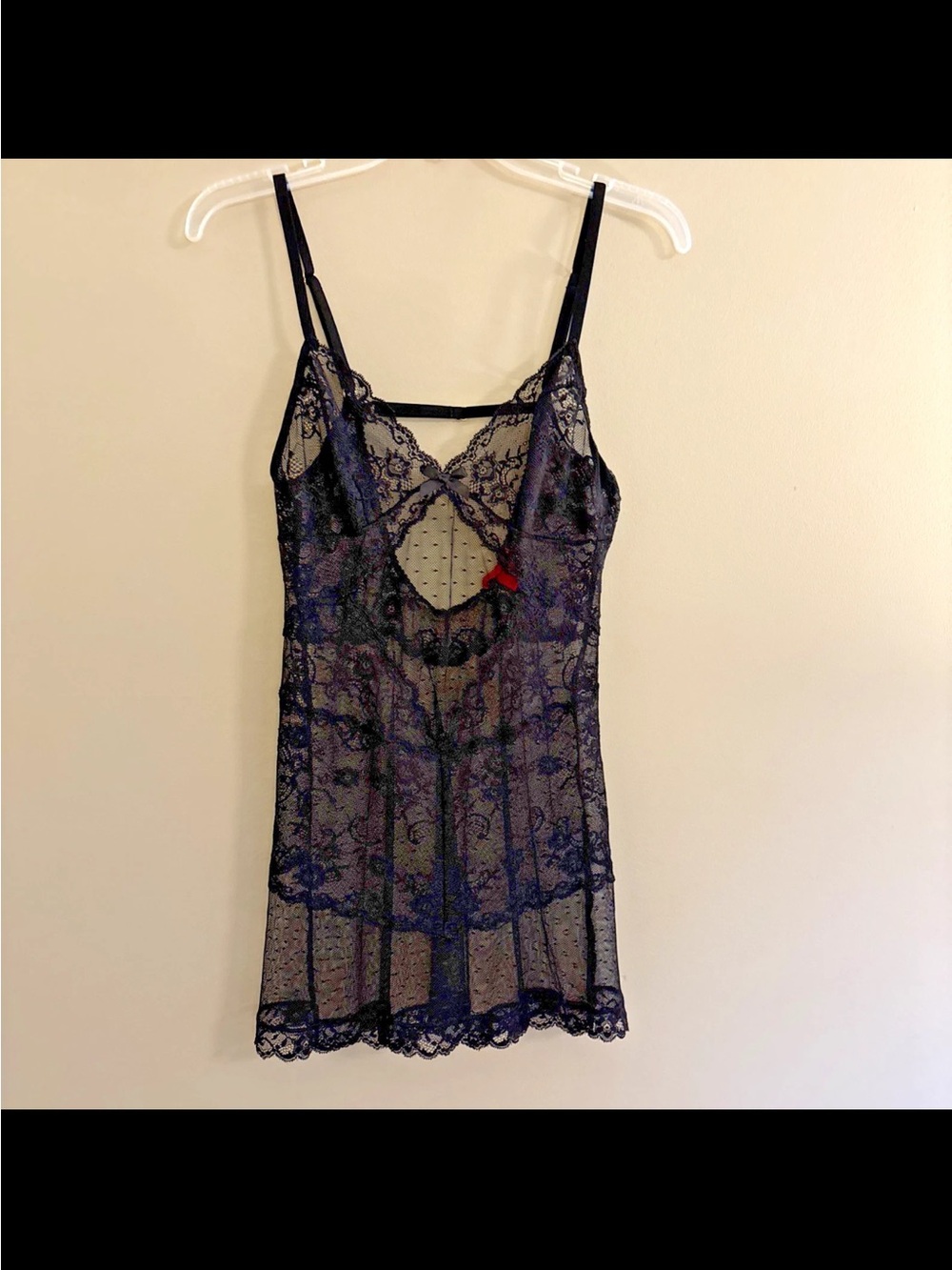 Vintage Victoria's Secret Sheer Floral Lace Chemise Black Medium Negligee